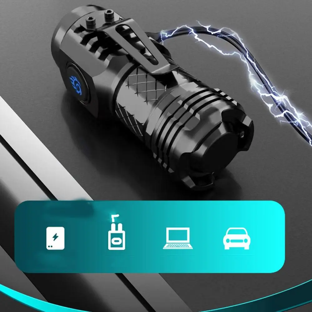 Mini Super Bright Flashlight Three Eyes Explosive Flash Small Torch USB Spotlight Hat Clip Light Fishing