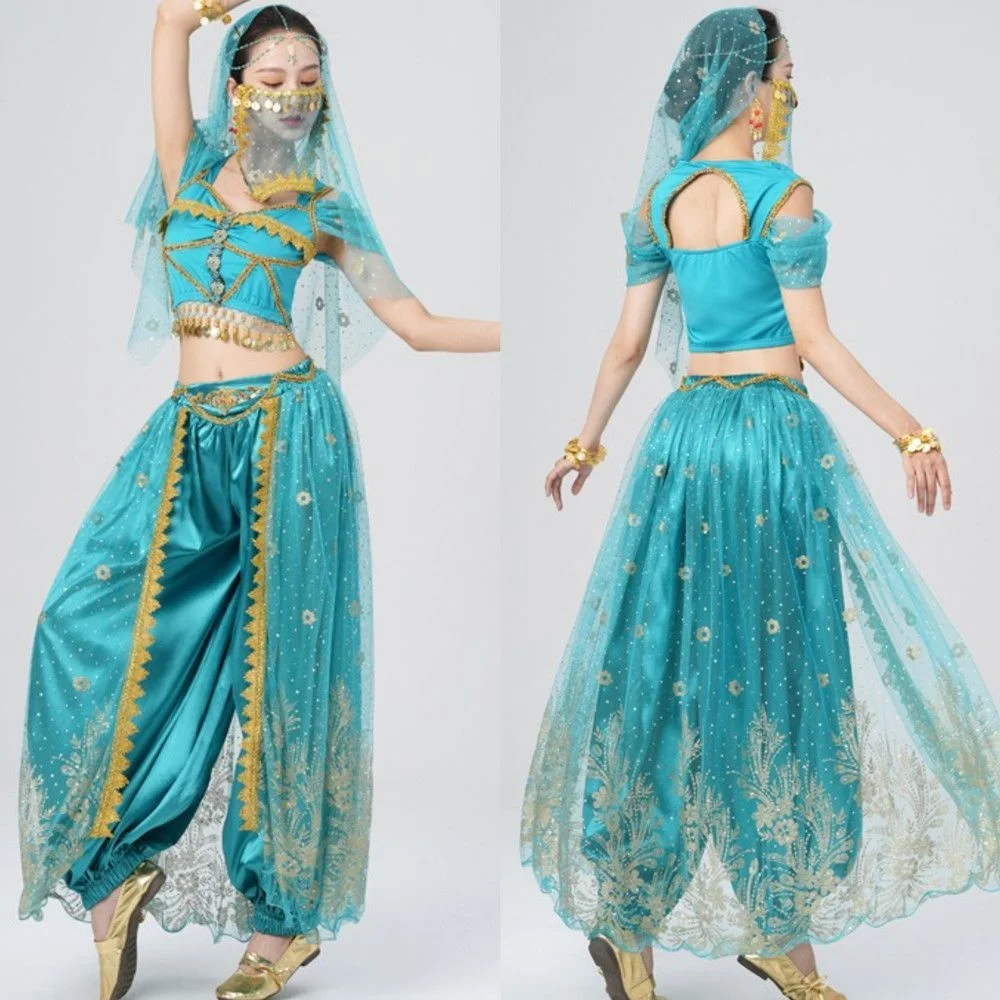 Danza del ventre New Indian dance Performance Costume Princess Jasmine Exotic Palace Style Stage Performance Costume donna adulto