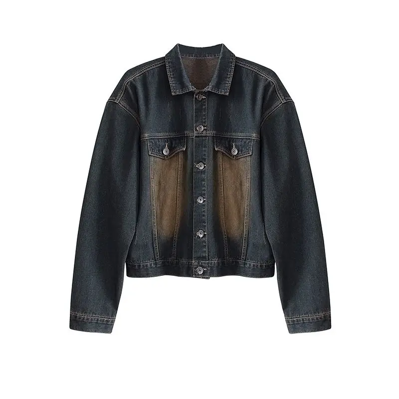 Traje vaquero para hombre y mujer, chaqueta desgastada retro, estilo coreano, jeans lavados, unisex, 2023