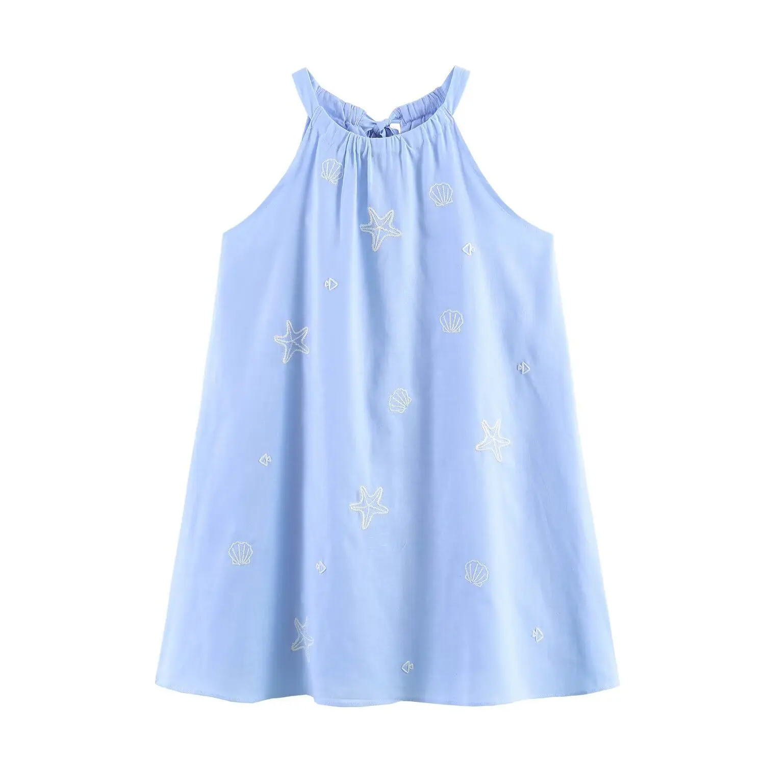 Withered Fashionable Temperament Island Style Embroidered Lace Up Dress Woman Clothes Dress Elegant Party Dresses Vestidos Women