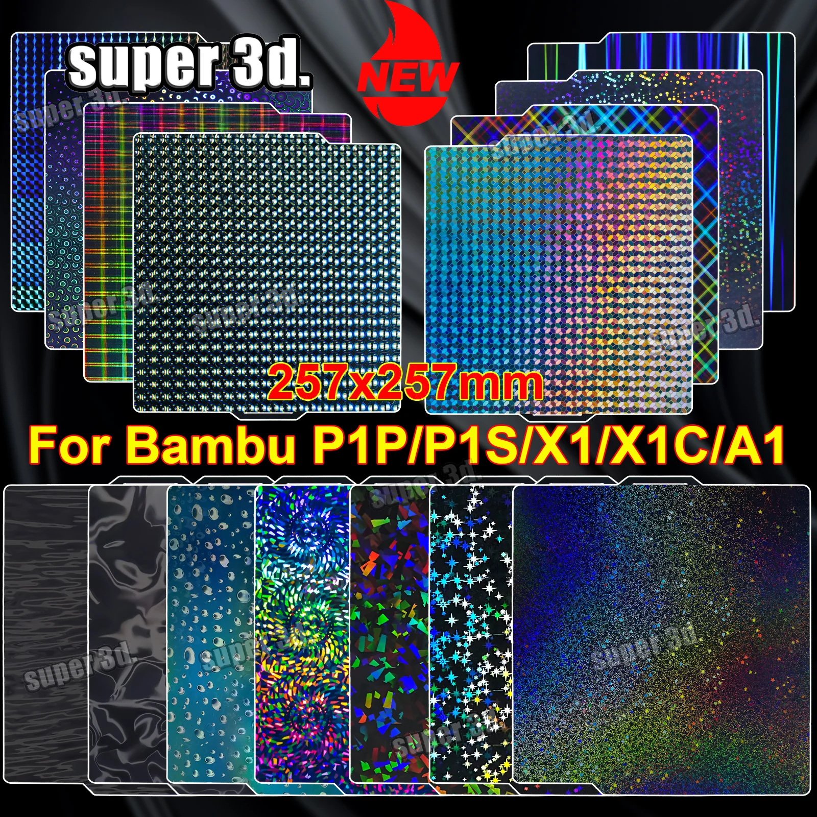 Bambulab P1s A1 Plate 3d Printer Parts 257x257 Build Plate Textured Smooth Pei Peo Pet For Bambu Lab X1 Carbon P1p Accessories