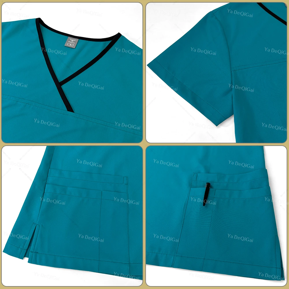 Uniformes quirúrgicos de secado rápido, conjunto de exfoliación médica para médico y enfermera, ropa de trabajo elástica transpirable, trajes rectos clínicos, novedad de verano