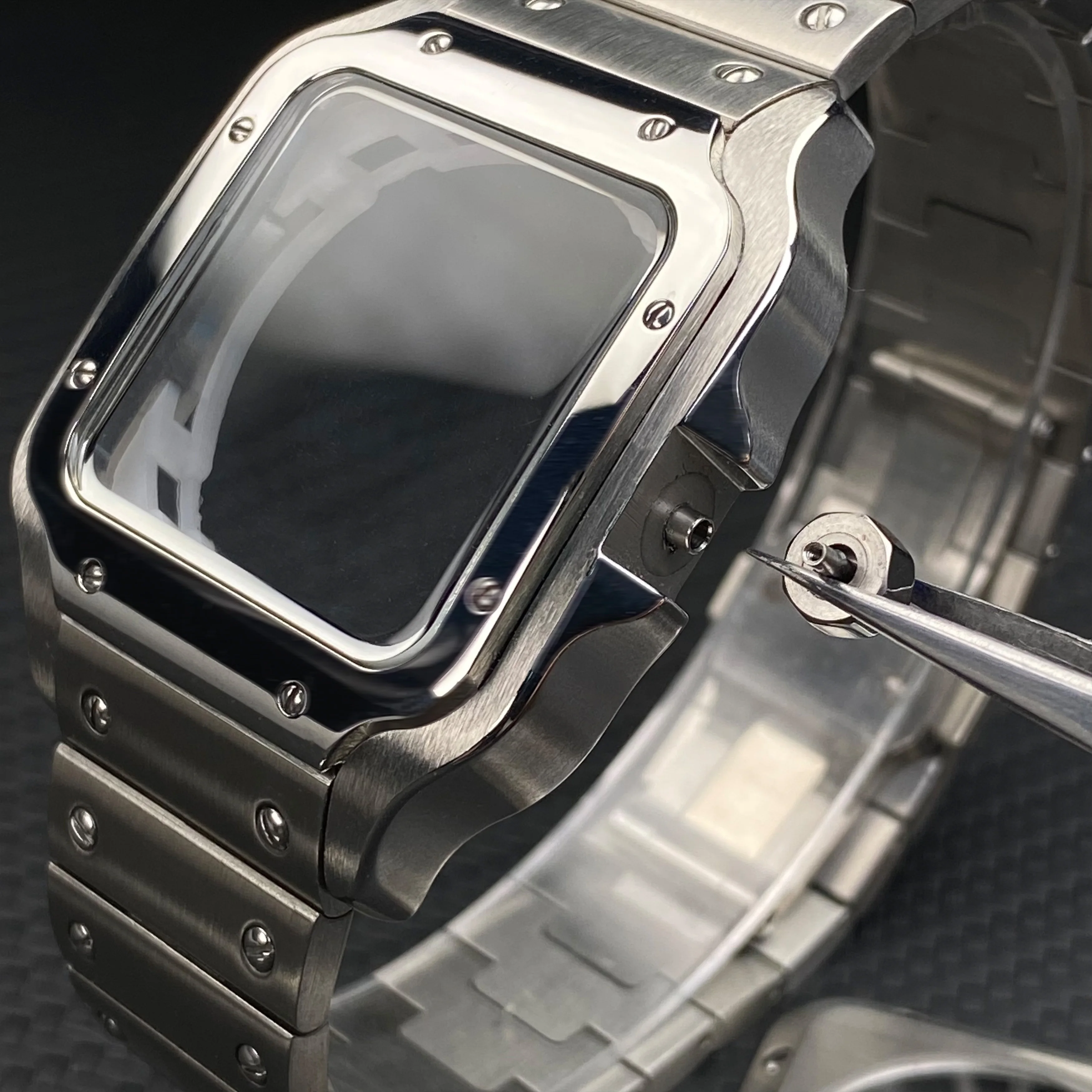 NH35 Watch Case 38mm  Square Case Set 316L Stainless Steel Watch Repair and Modification Parts for NH36 NH35 Automatic Movements