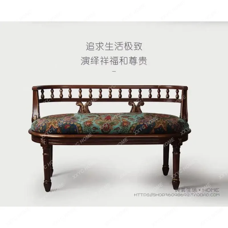 SL12-Style Country New Classical Solid Wood Sponge Bed End Stool Home Shoes Changing Stool