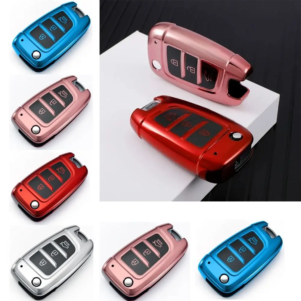 Soft TPU Car Folding Key Case Holder Skin Key Fob Cover for Hyundai/Tucson/Kona/Azera/Solaris 2/Elantra i30 i35 i40