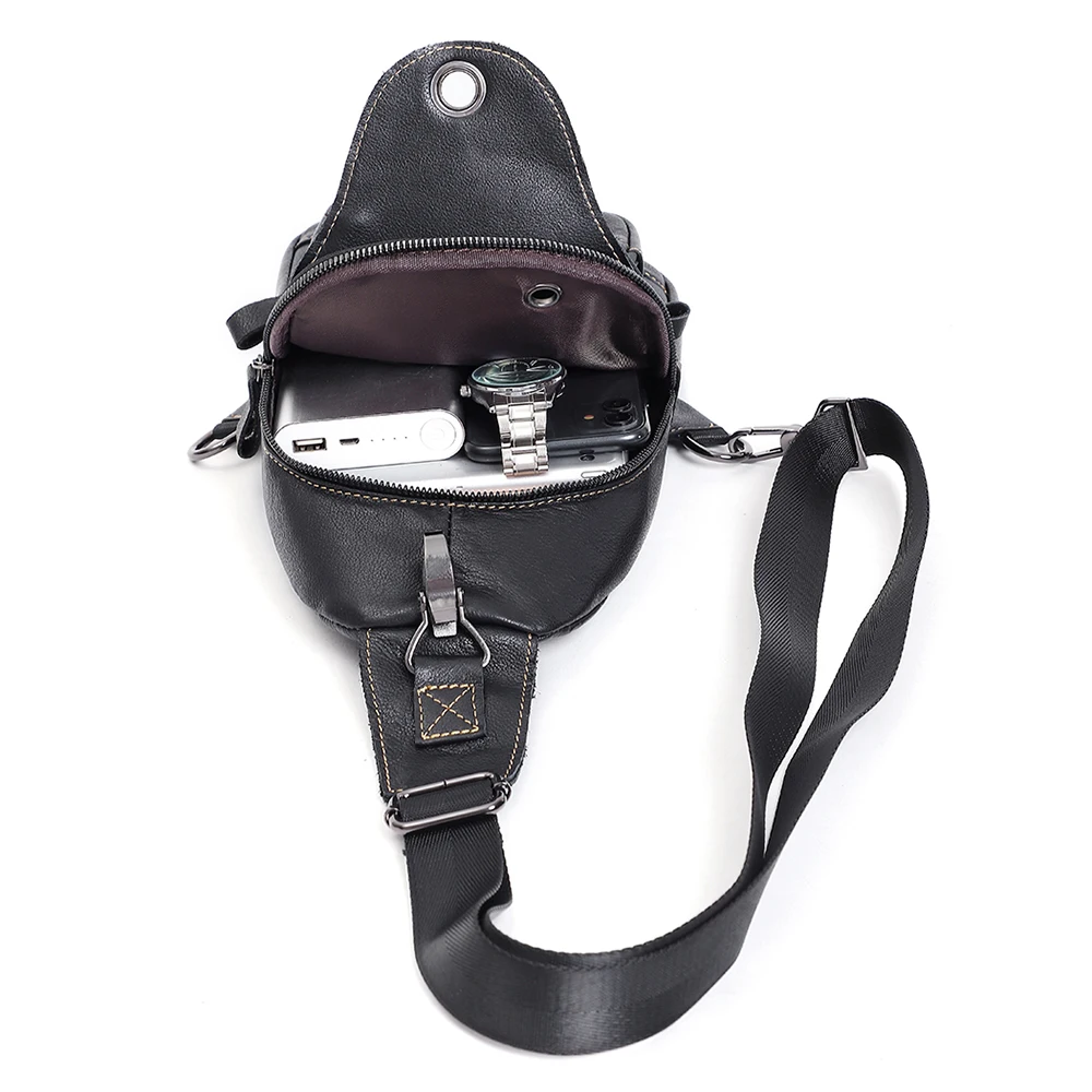 Hot selling men's chest bag outdoor casual leather men's bag large capacity crossbody bag trendy men's small backpack