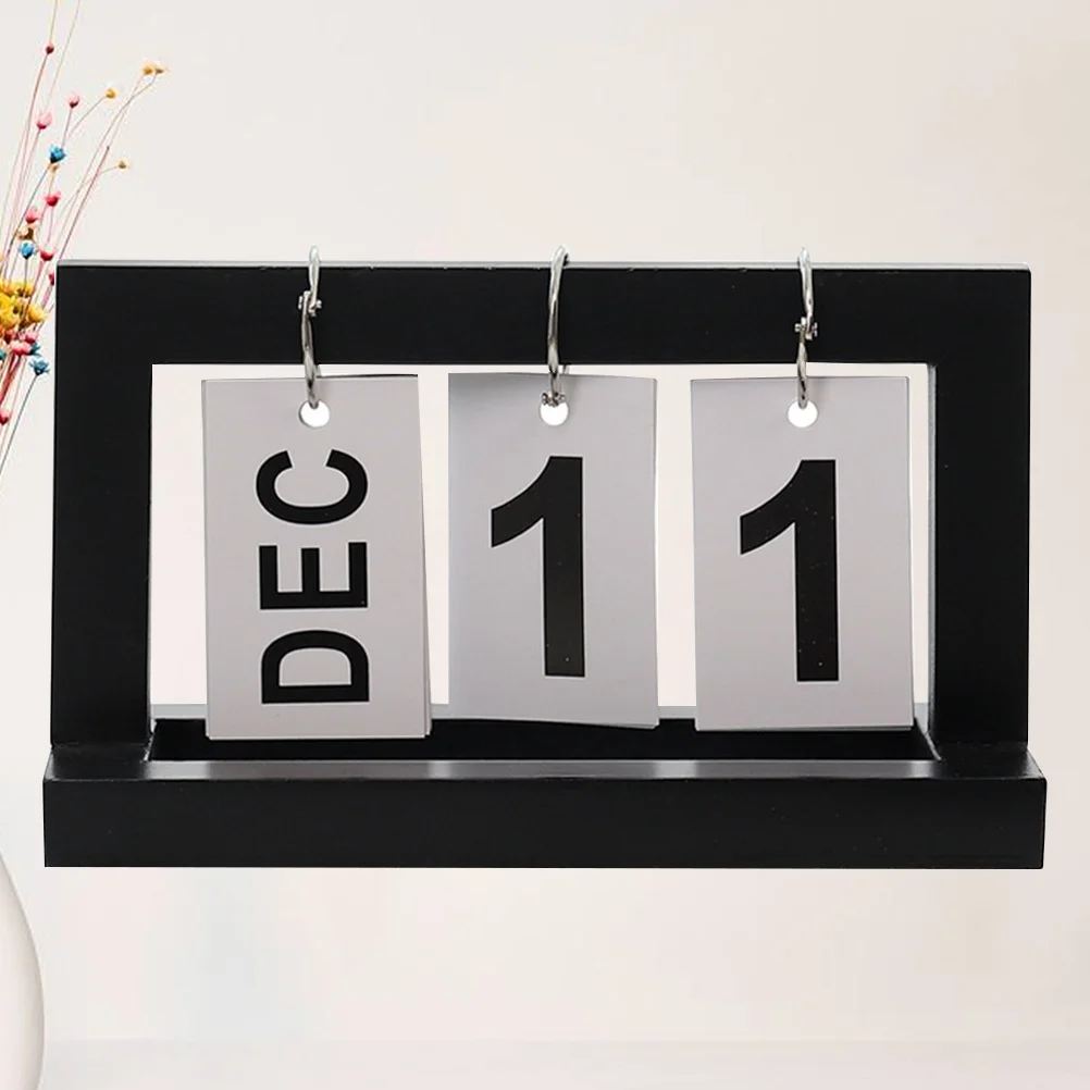 

Деревянный календарь-перевертыш черного цвета: креативный декор для офиса и дома, практичный настольный аксессуар для ежедневного использования, с возможностью печати