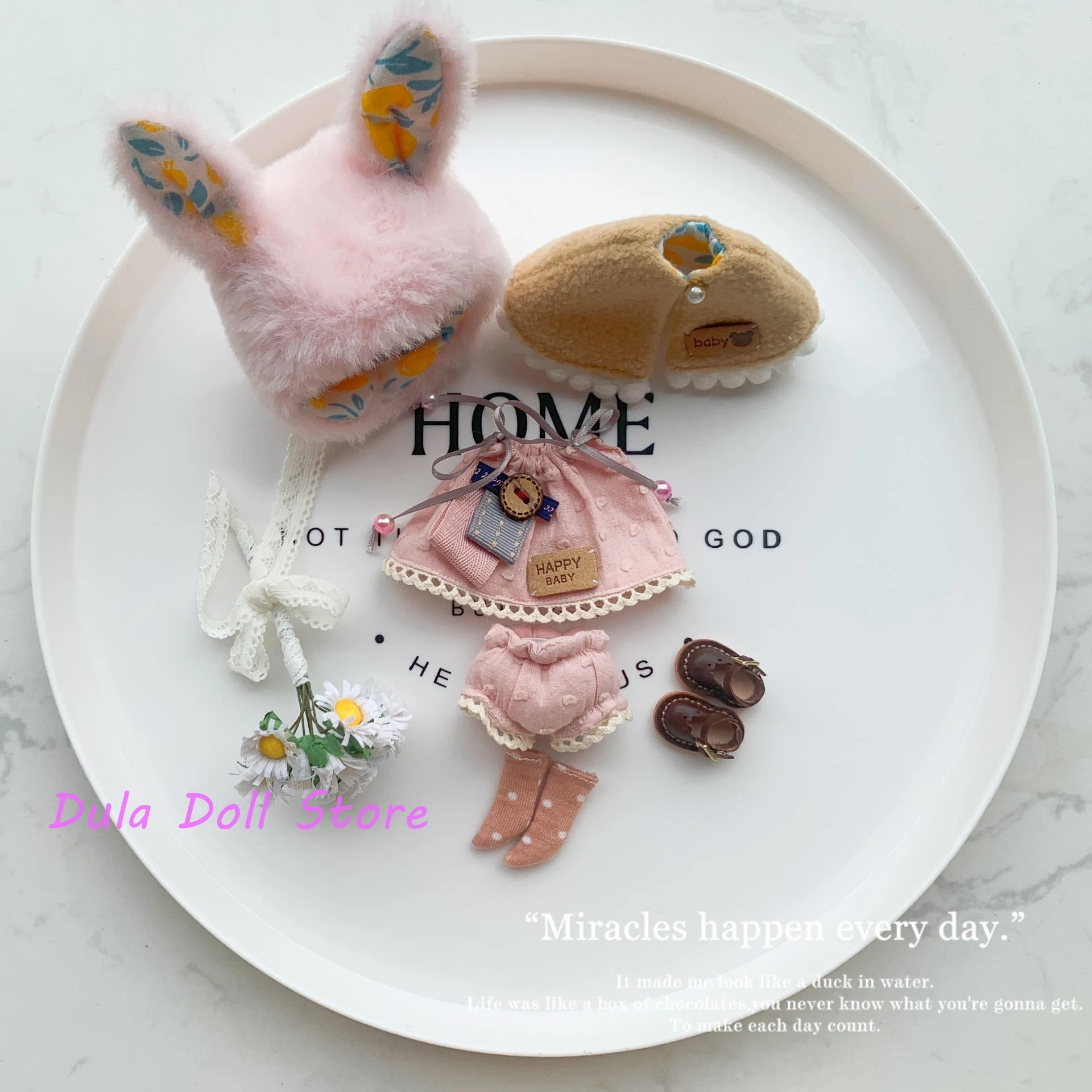 

2026 Dula Doll Clothes Dress Pink cherry blossom rabbit doll suit for Ob11 gsc Doll Accessories