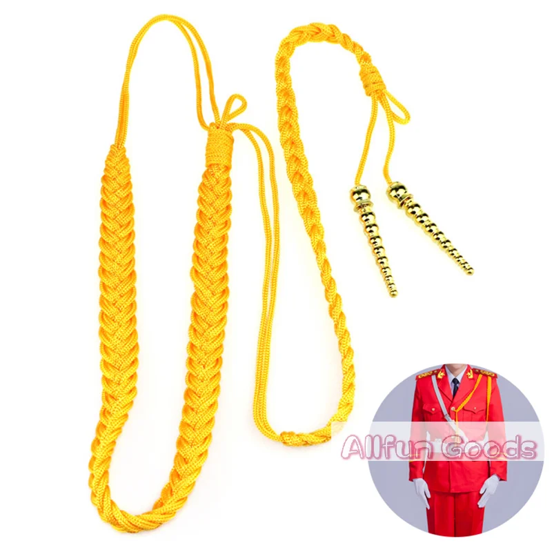 [TG835]1Pc Red/Yellow Aiguillettes Wire Cord Or 2Pcs Yellow Pendants For Uniform Cosplay Costume DIY Clothes Decoration