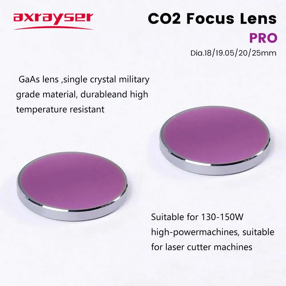 Axrayser CO2 Focusing Lens USA CVD China PVD ZnSe Dia.15 18 19.05 FL38.1 50.8 63.5 for CO2 Laser Engraving Cutting Machine