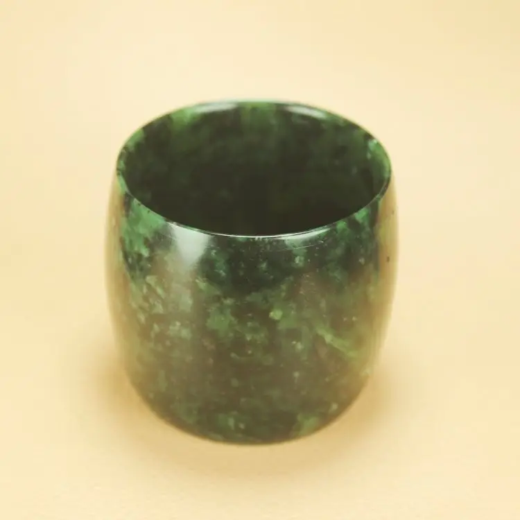

55*60mm Natural Green Jade Teacups Genuine Chinese Tibetan Medicine King Stone Health Gongfu Teaware Magnetic Jade Master Cups