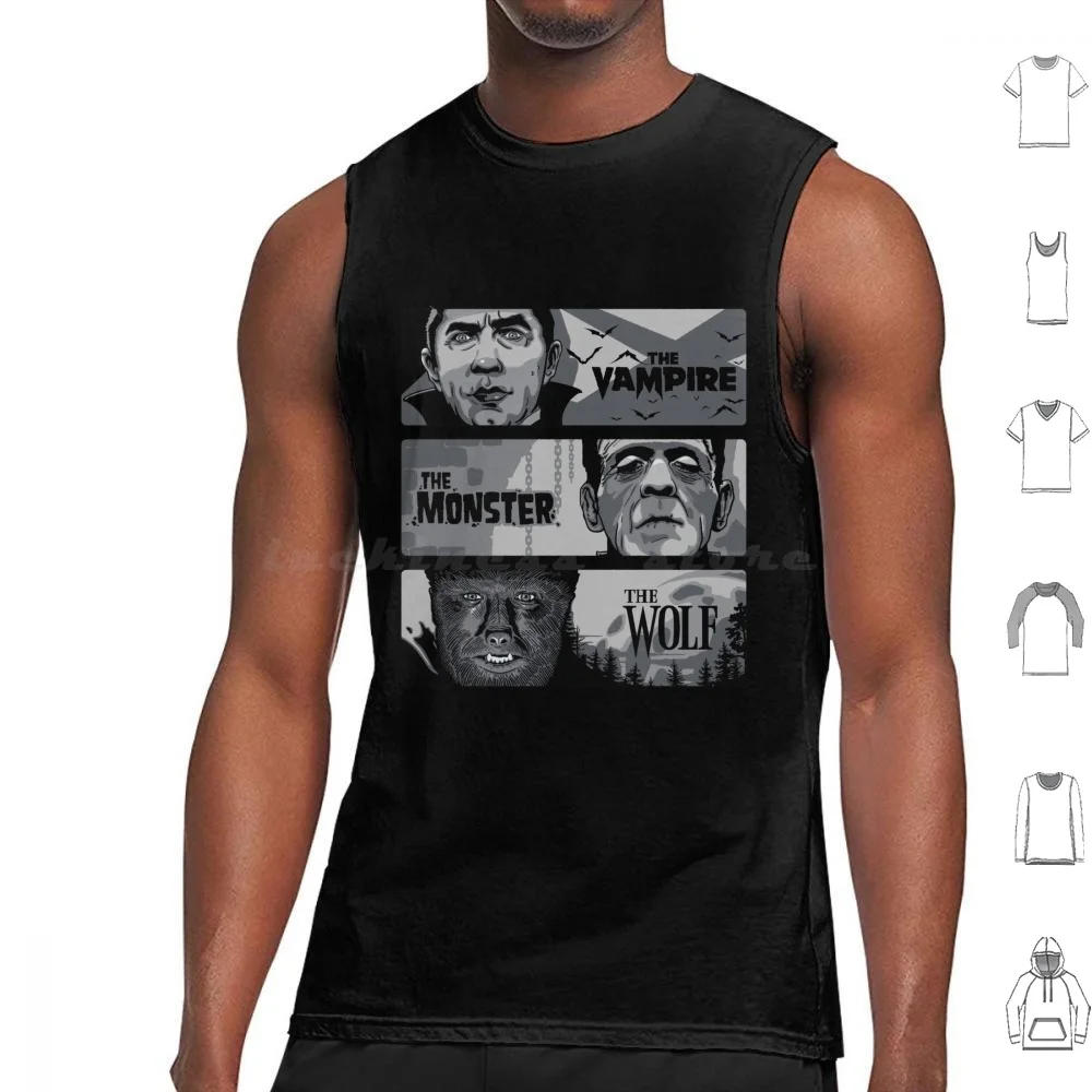 The Vampire The Monster And The Wolf Tank Tops Vest Sleeveless Getsousa Terror Horror Movies Halloween Vampire Monster