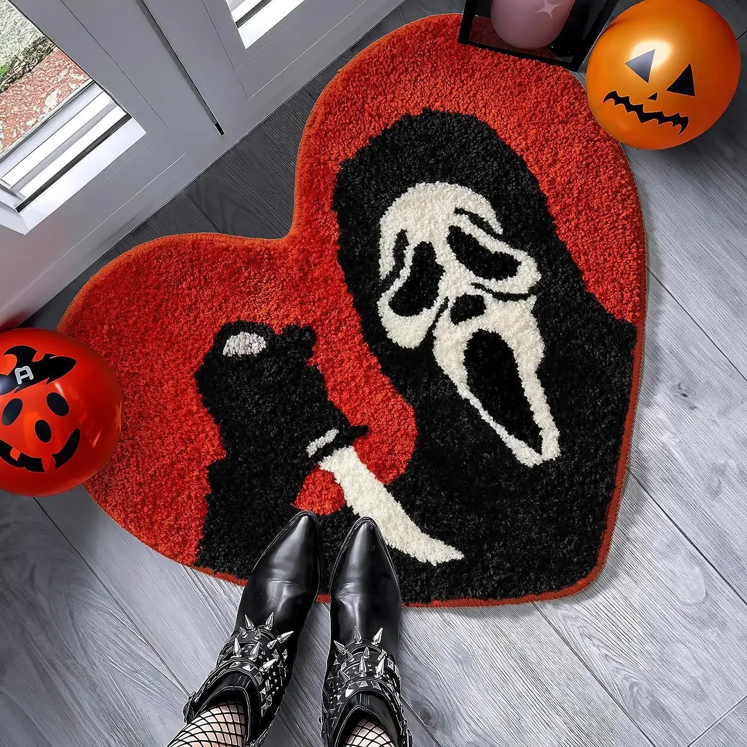 Tappetino da bagno natalizio da incubo tappeto con teschio assorbente Ultra morbido supporto antiscivolo unico rosso nero Halloween Decor bagno