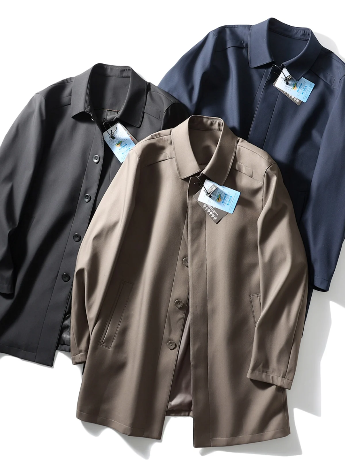 

Executive Sle Tech Coated Material Wrinkle Resistant Casual Mid-Length Men's Busin Casual Collared Jaet