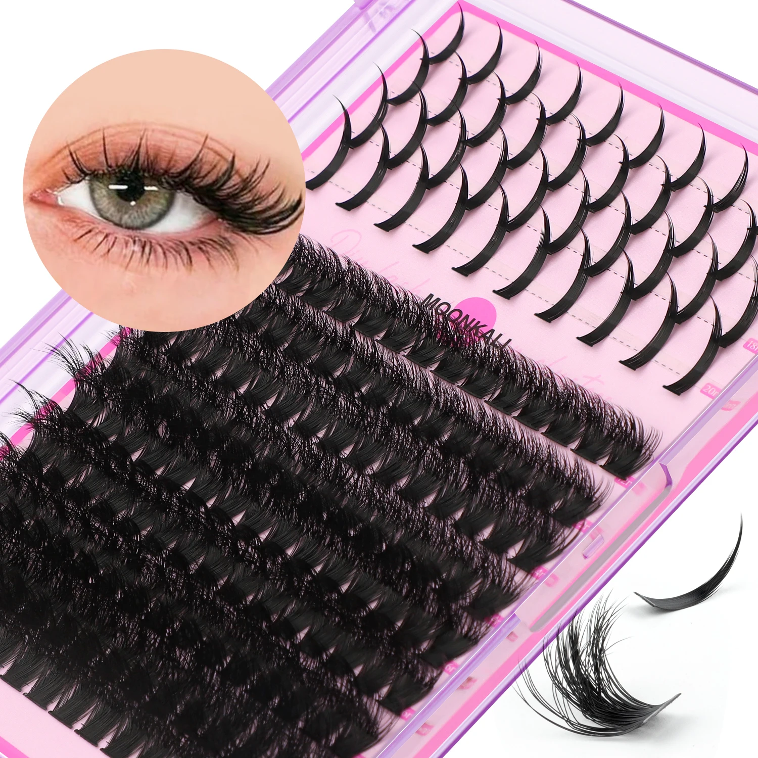 MOONKALI مجموعات الرموش لتقوم بها بنفسك رمش تمديد المسامير الفردية جلدة مانغا الرموش حجم شائكة لاش مجموعات #1