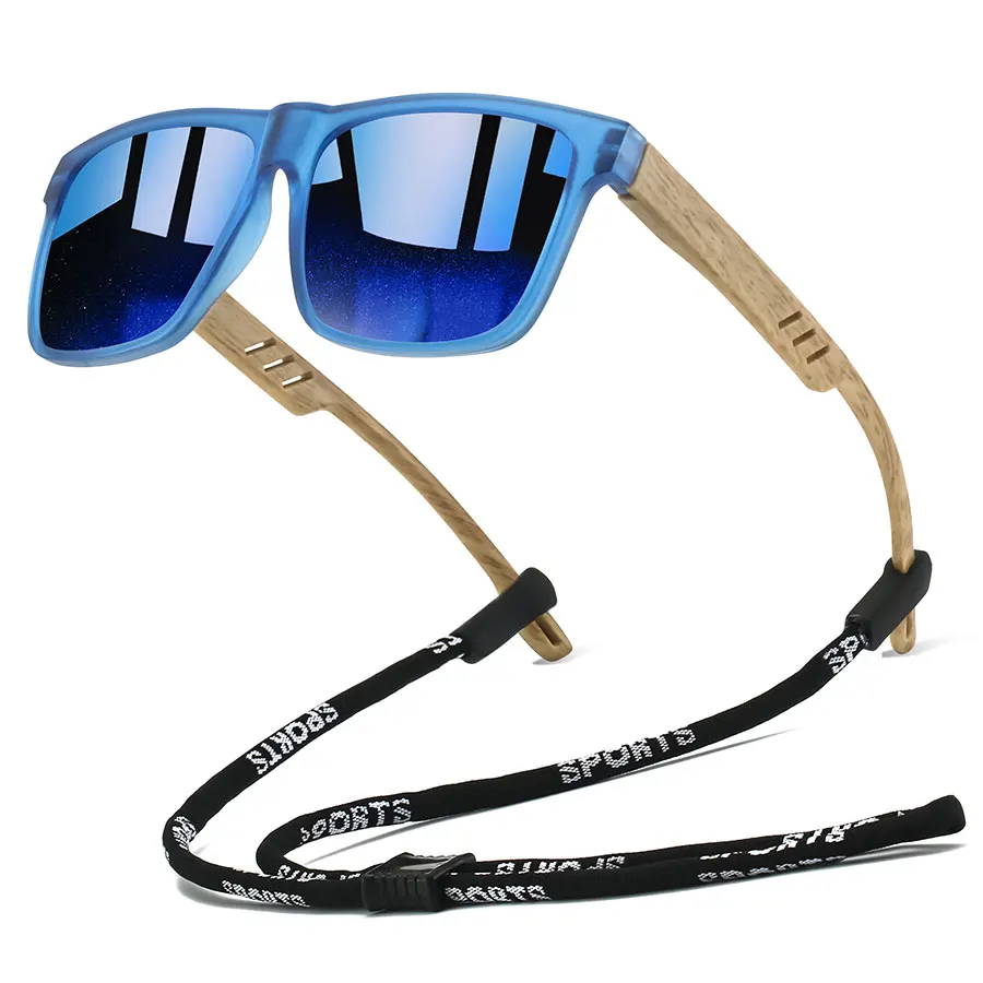 نظارات شمسية كلاسيكية مربعة UV400 مع سلسلة خفيفة الوزن ملونة للرجال والنساء للقيادة والصيد في الهواء الطلق #2