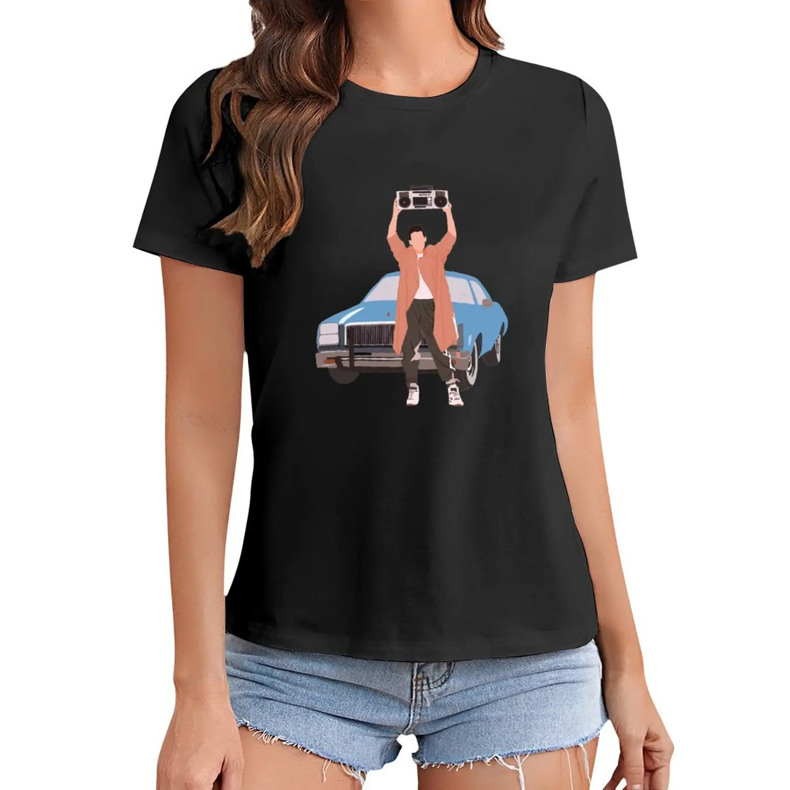 

Say anything - Lloyd dobler holding his boom box T-Shirt graphics funnys vintage clothes sweat t-shirt dress for Women sexy