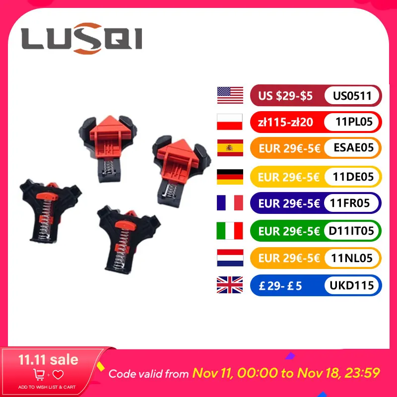 

LUSQI Lightweight Right-Angle Clamp for Picture Frame Crafting Handmade Model Anti-Slip Jaw Home DIY Woodworking Clamp Set