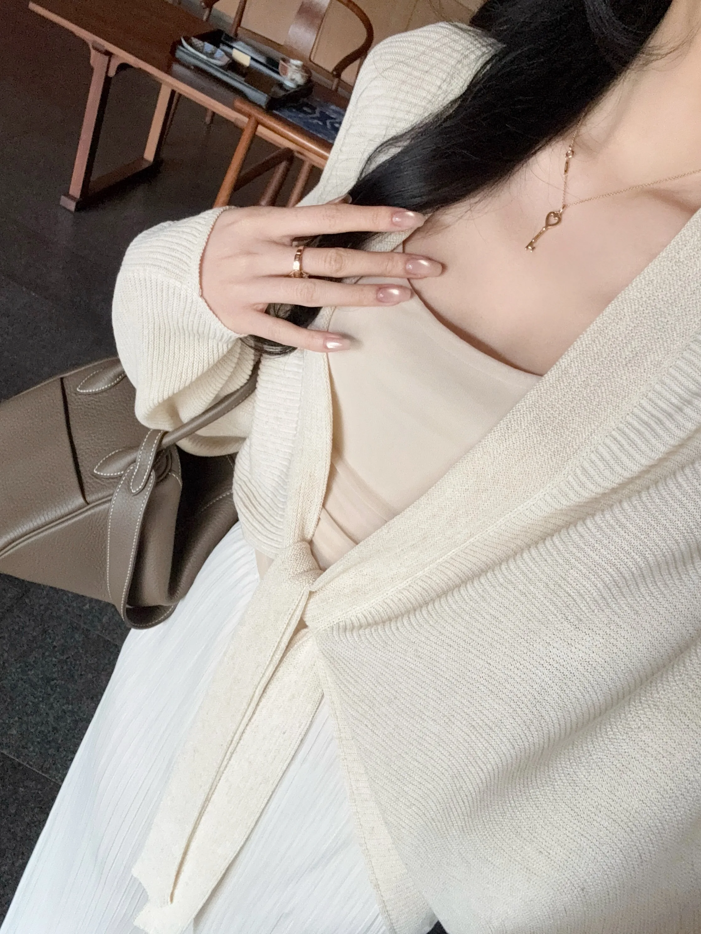 

Mmm Collection Linen Knitted Wrap Cardigan Women's Spring Summer Thin Gentle Style Loose Fit V-Neck Long Sleeve Open Cardigan
