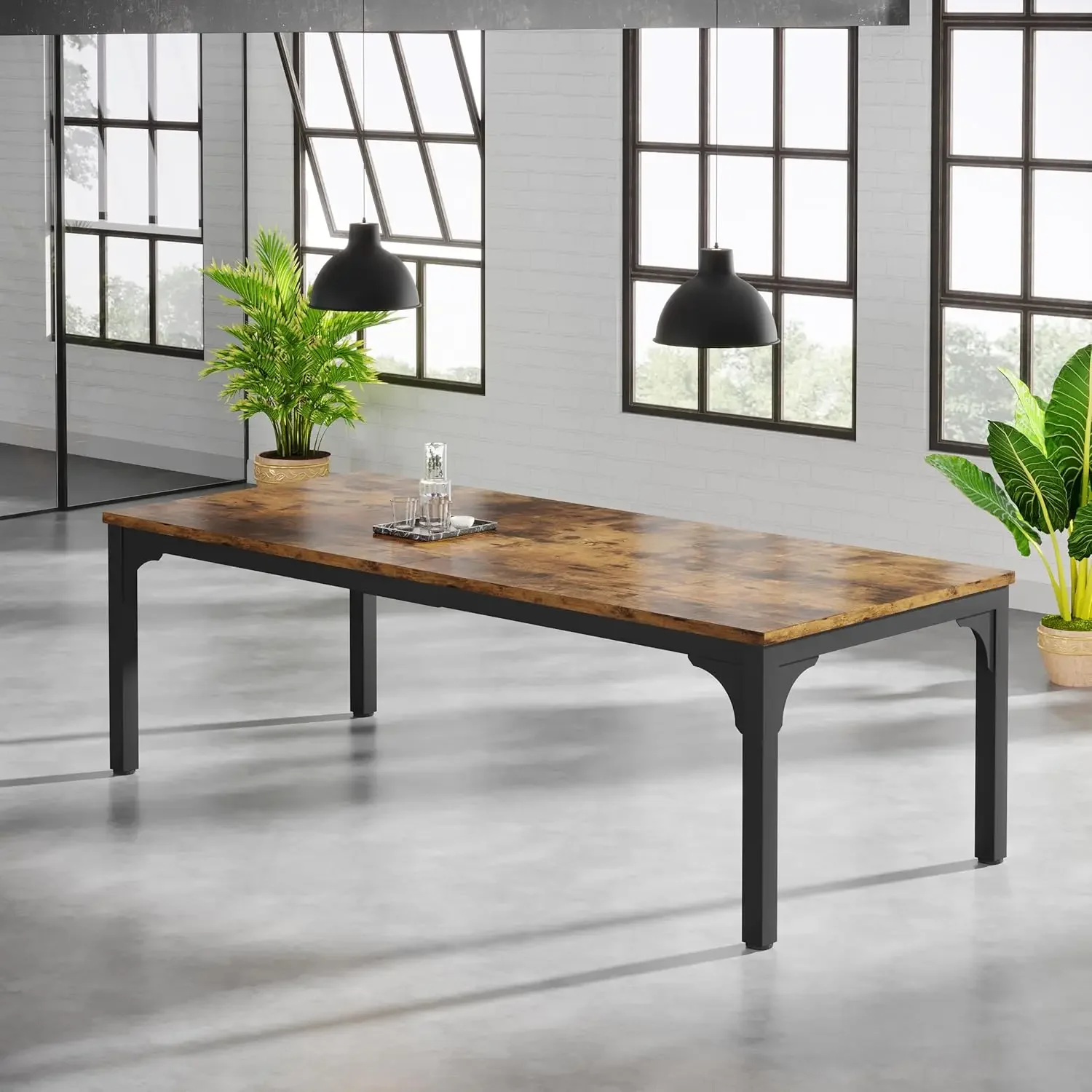 

6.56 FT Super Sturdy Large Rectangle 8 Person Meeting Seminar Long Business Brown Conference Table