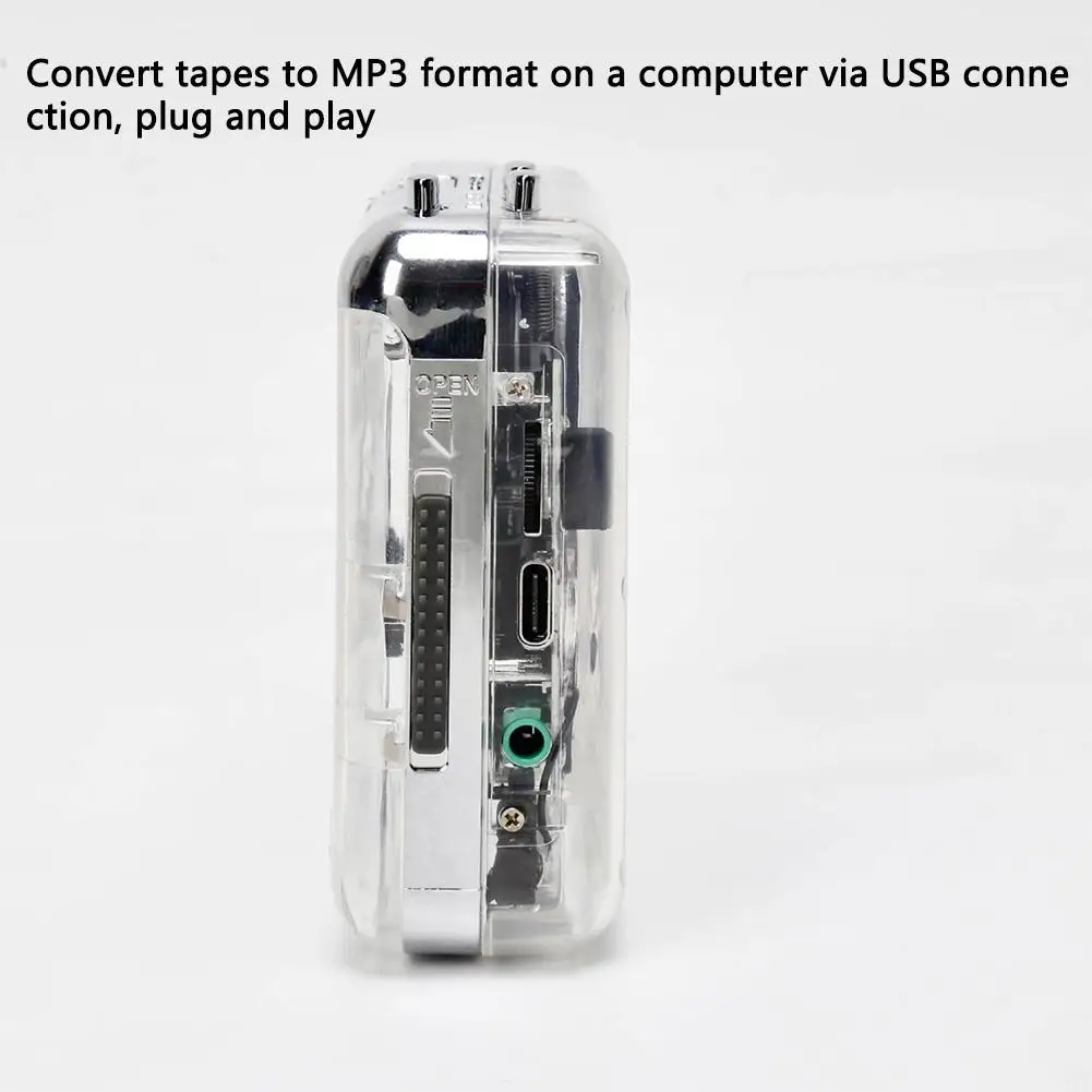 Cassette Player Portable Tape Recorder To Mp3 Full Transparent Shell Type-c Port Convert Walkman Tape To Cd