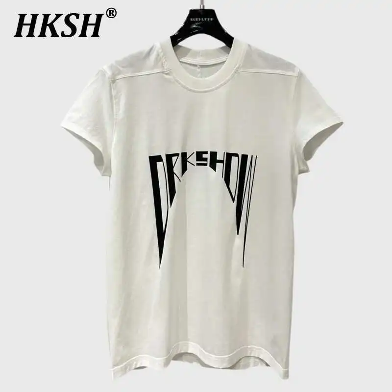 

HKSH 2025 Spring Summer New Women Printed T-shirt Loose Versatile High Street Short Sleeve Chic Top Pullover Fashion Tees HK3919