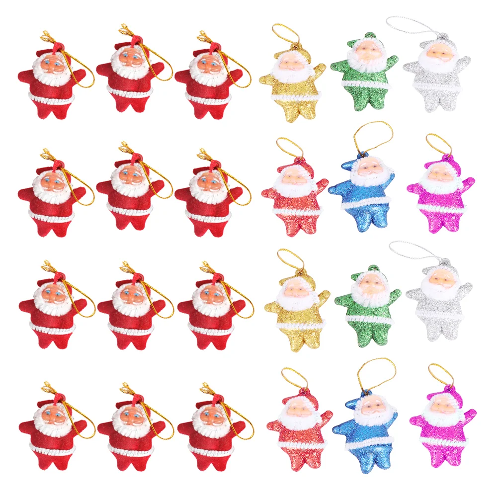 24 Pcs Santa Pendant Christmas Ornament Clearance Xmas Tree Adornment Ornaments Hanging Mini Elder