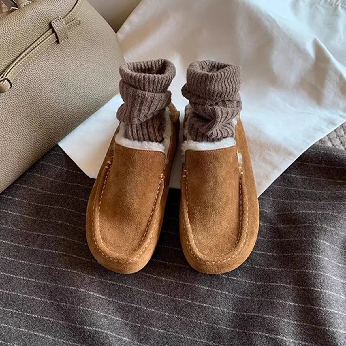 Autumn/Winter Fashion Keep Warm Sneakers All-match Running Shoes 2025 Comfortable Plush Women's Shoes Zapatos De Mujer 3021