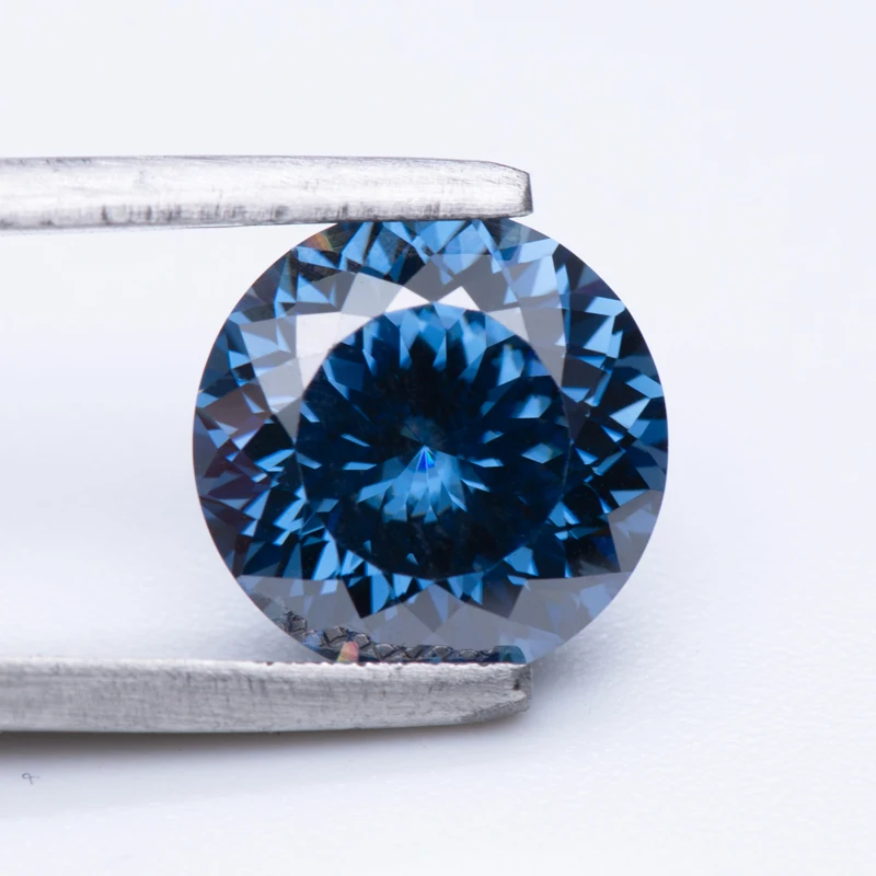 Moissanite Stone Round Shape 100 Faces Cut Primary Colours Royal Blue  Gemstones Jewelry Making Materials with GRA Certificate