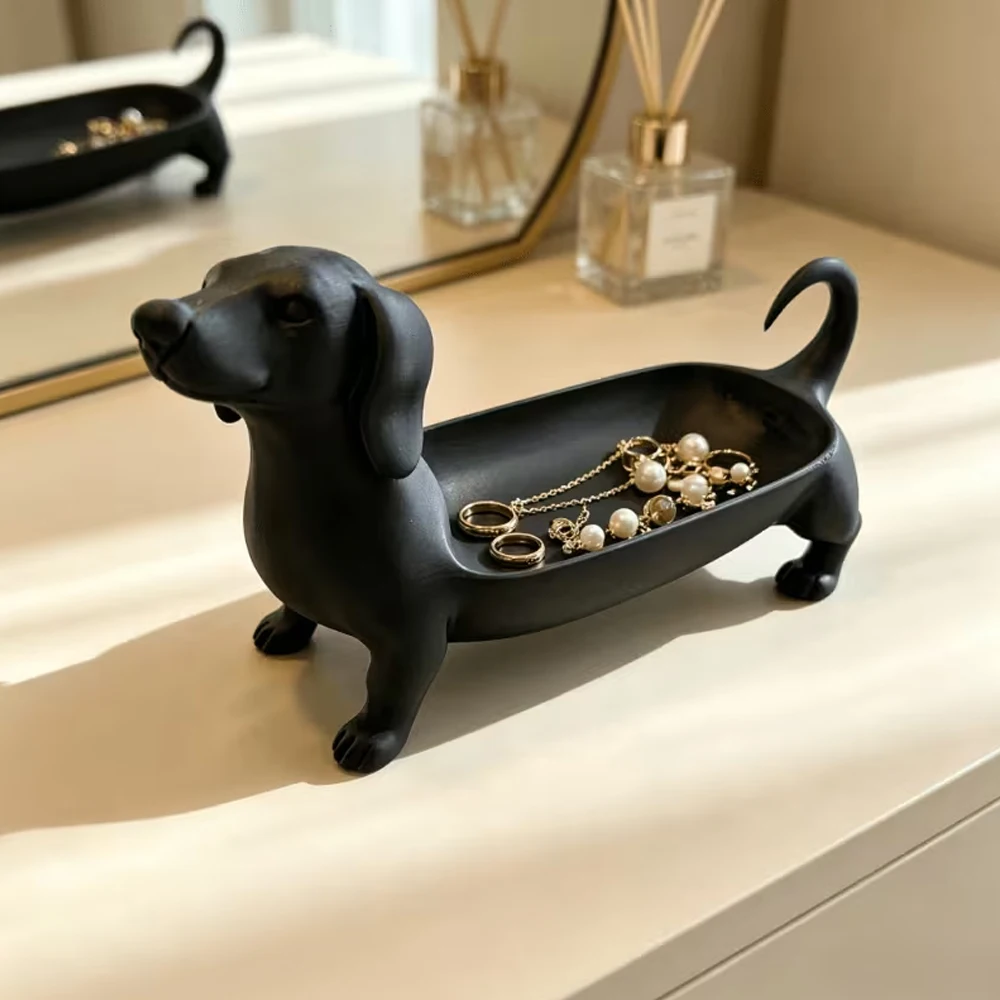 Dachshund Jewelry Storage Tray |   Dressing Table Ring and Watch Storage Tray - Key Storage Tray / Multi-Functional Personal Belongings Organizer / Desktop Decoration / Popular Christmas Gift for Colleagues / Mother's Day Pet-Themed Warm and Cozy Gift / Creative Surprise Gift for Birthday Parties