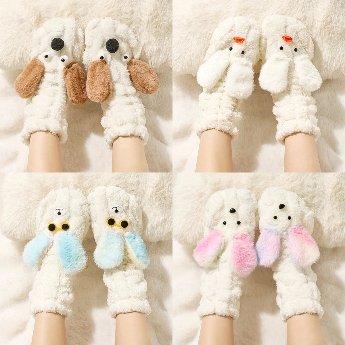 Sleeping Sock Women Cartoon 3D Cartoon Winter Warm Thermal Plush Non Slip Home Soft Female Floor Fuzzy Fluffy Slipper Sock