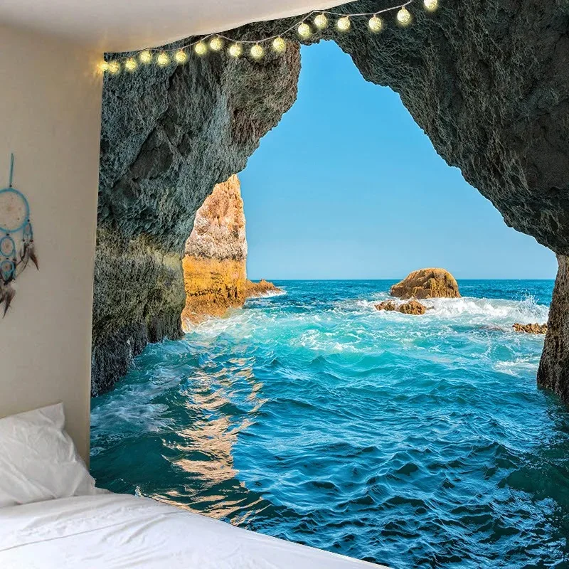 Sun sunset sea pattern house bedroom ocean tapestry home decoration living room dormitory wall background hanging cloth