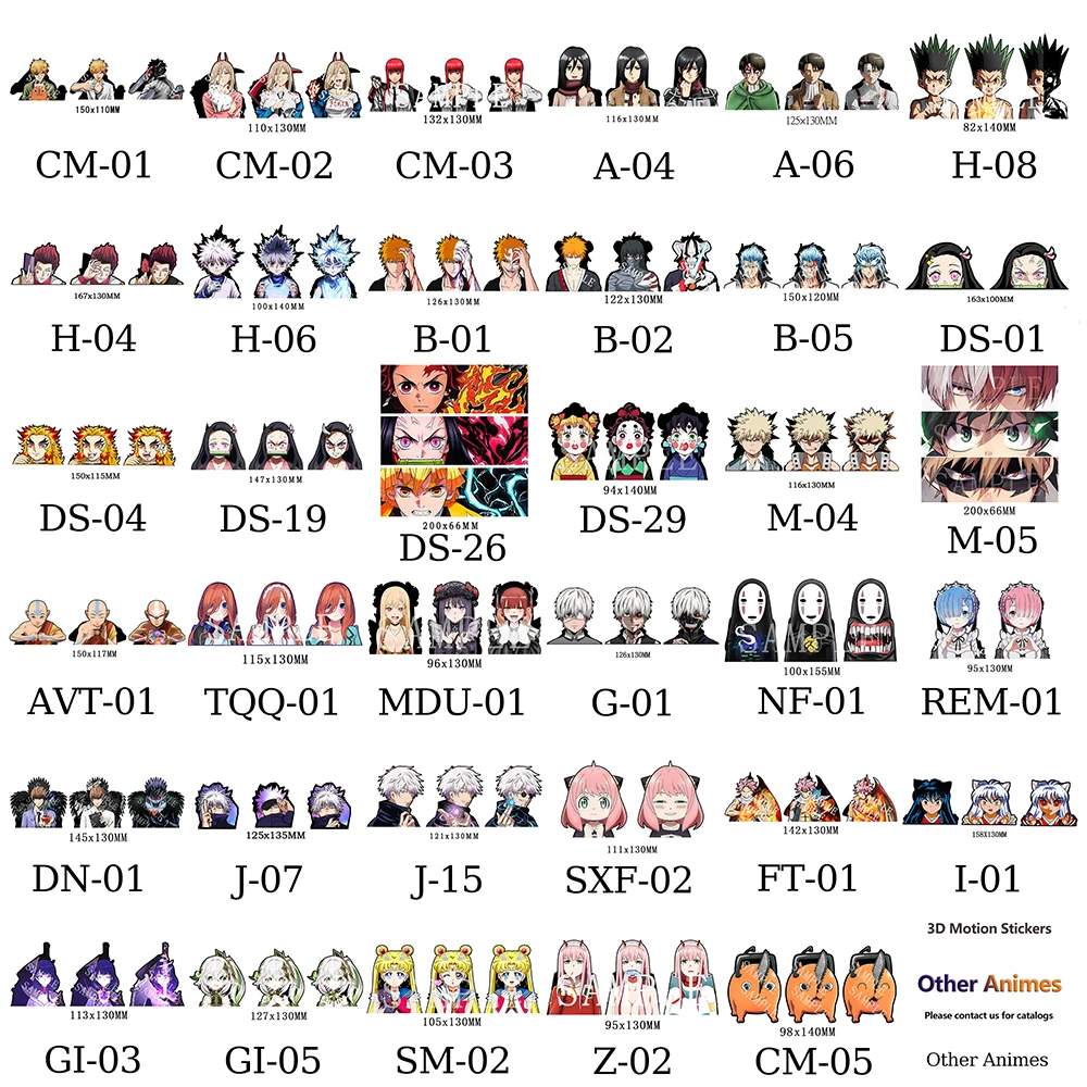 Mix Wholesale Anime Motion Stickers Waterproof Decals for Cars,Laptop,Refrigerator,Etc.(Pls Contact us for Catalogs)