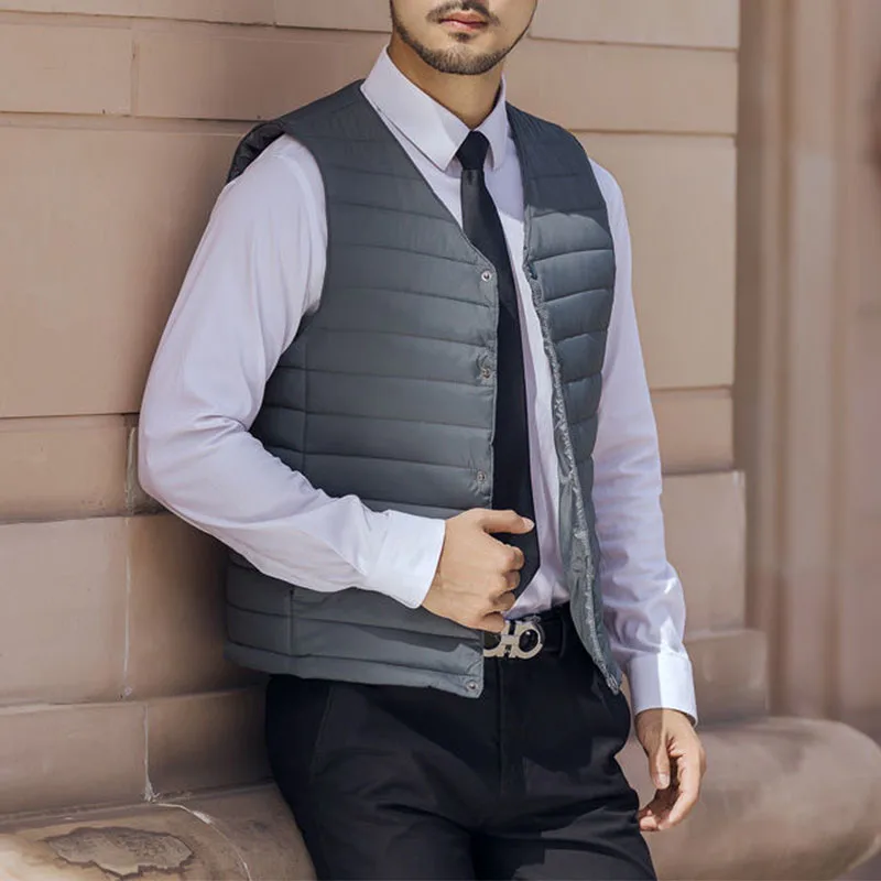 

New Men's Sleeveless Casual Vest Wearing Outside Warm Vest Middle-aged Elderly Thickened Vest