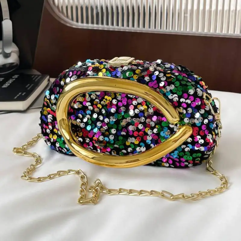 

Роскошный клатч в металлической коробке с блестками, женский вечерний милый кошелек для свадебной вечеринки, мини-модный ретро-сумка-мессенджер с цепочкой