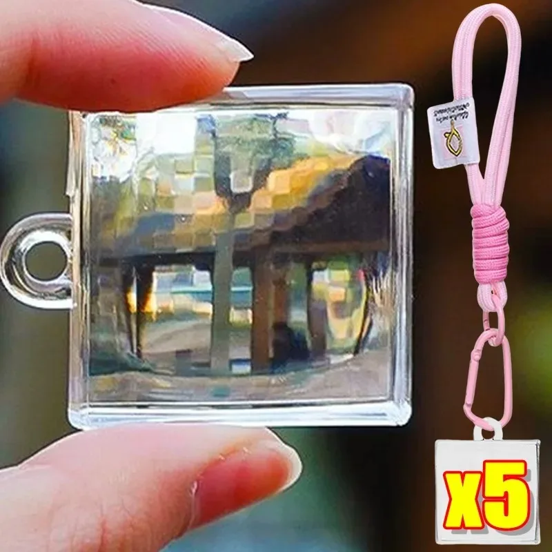 Creative Acrylic Pixel Filter Keychains Funny Pixel style Clear Frame Keyring Couple Friend Graduation Bag Pendant DIY Accessory