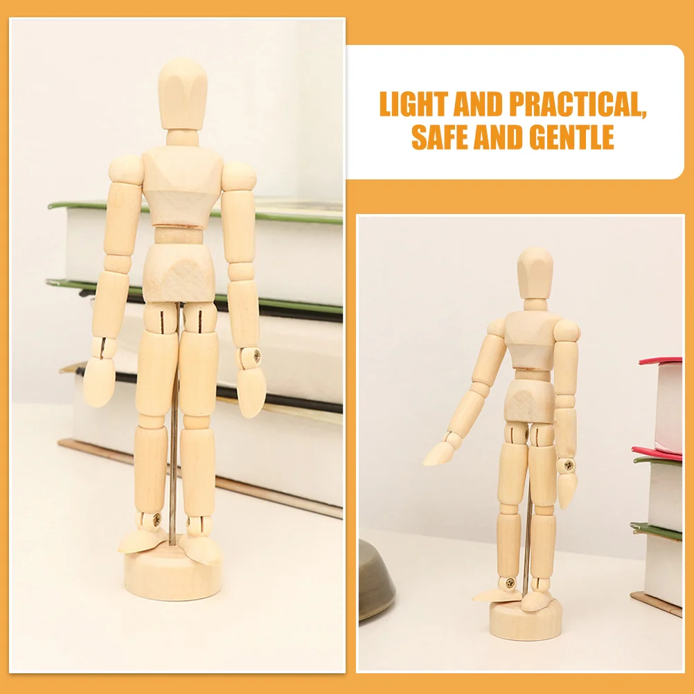 

2 Pcs Wooden Joint Ornaments Unfinished Crafts Diy Mannequin Number Decorative Peg Figures Drawing Model Beige Baby