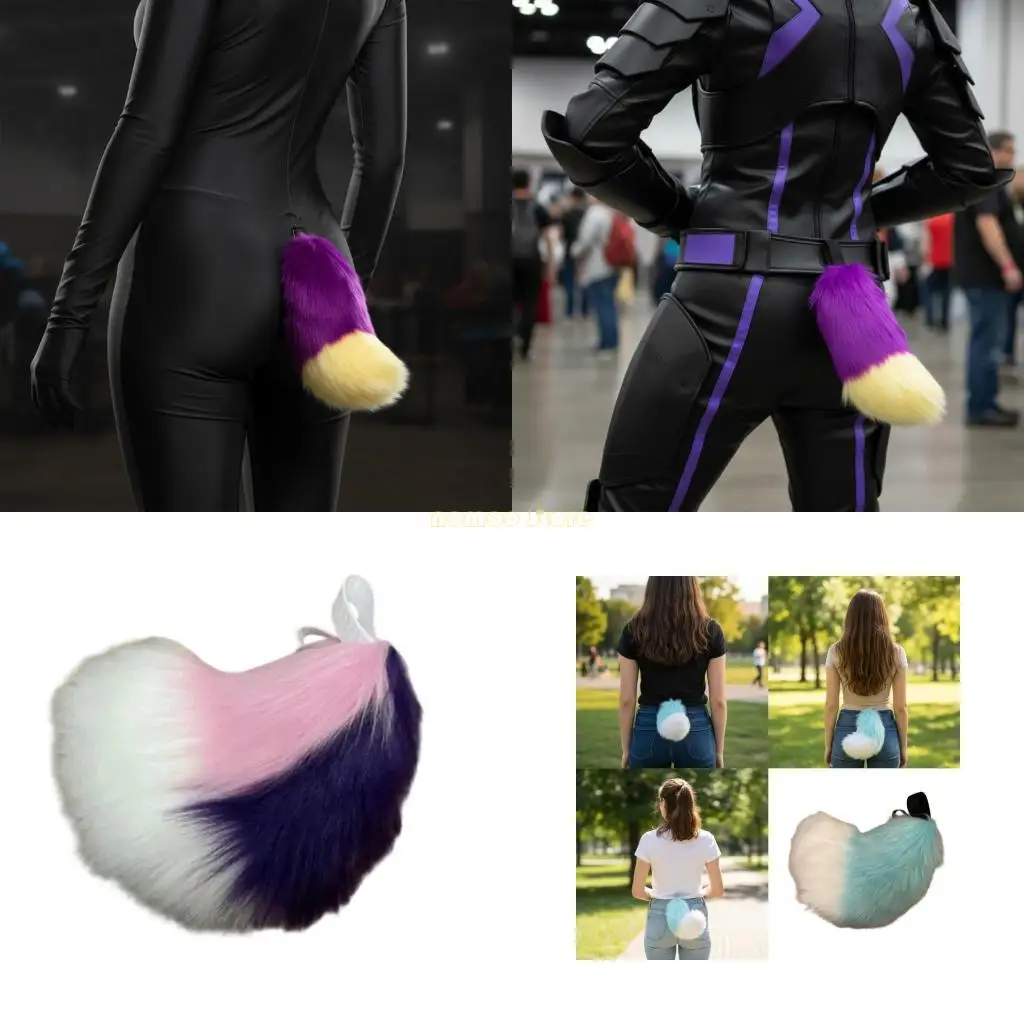 31BF الفراء فو الثعالب زي ذيل الكبار/في سن المراهقة تأثيري هالوين عيد الميلاد حفلة زي القطط الكلب الذئب ليوبارد الذيل كليب على #1