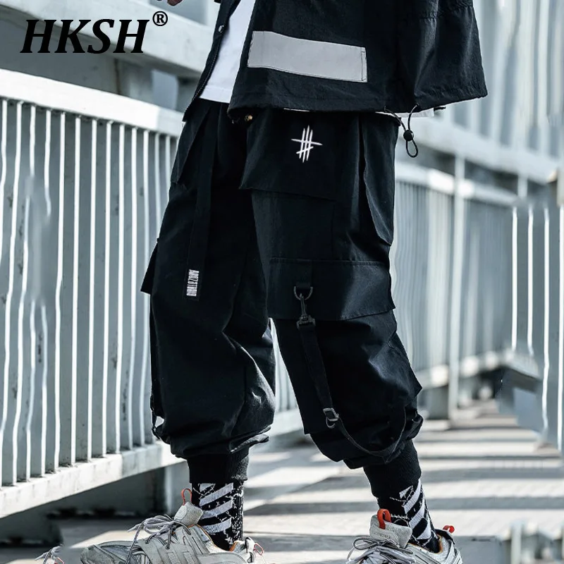 

HKSH Men's Tide China-Chic Fashion Overalls Chic New Hip-hop High Street Leggings Tactical Dark Cargo Pants Punk Techwear HK0211