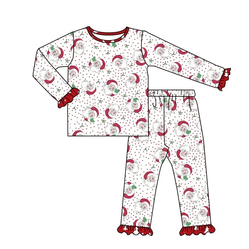 New Products Hot Sale Children's Clothing Baby Christmas Pajamas Set Long Sleeve Long Pants Santa Claus Print Boutique Holiday P