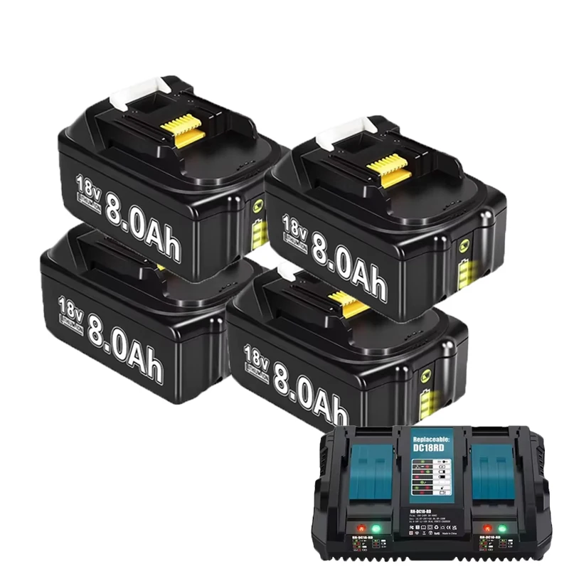 18V 8000mAh Akku für Makita BL1830 BL1815 BL1860 BL1850 BL1840B Akku-Elektrowerkzeuge, wiederaufladbarer Akku mit 4A 6A Ladegerät