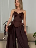 Sexy Fishbone Strapless Short Top Women Chic Sleeveless Off-shoulder Backless Waist Cinching Tops 2026 Lady Evening Party Blouse - Image 5
