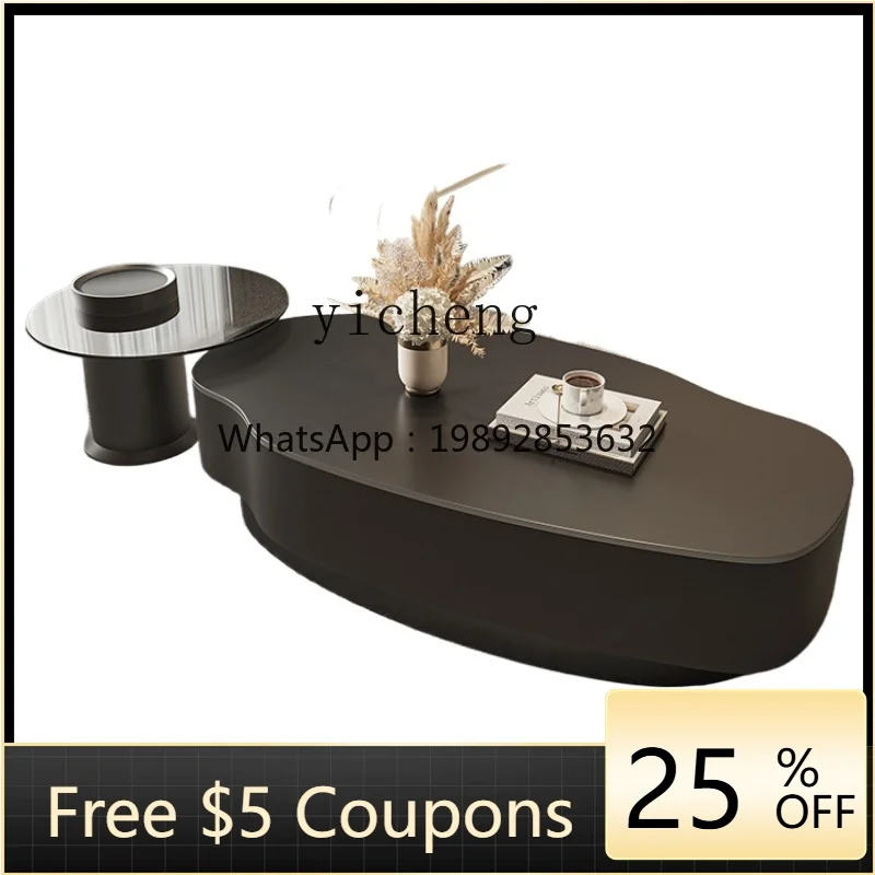 Minimalist Stone Plate Mango Coffee Table Living Room Home Modern Simple and Light Luxury High-Grade Special-Shaped Tea Table