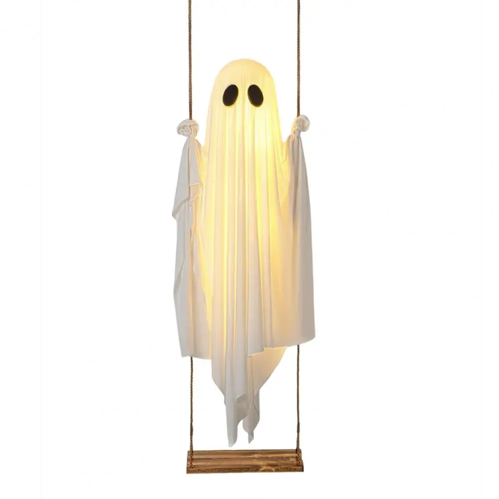 

Открытый декор для Хэллоуина, 5 футов, подвесные качели, призрак, украшение на Хэллоуин со светодиодной подсветкой, жуткий уличный декор для двора, дерева
