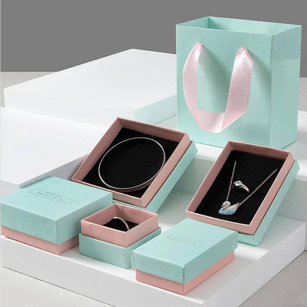 New Ins Jewelry Box Earnail Ring Earrings Bracelet Necklace Gift Organizer Storage Black And White Paper Packaging Display Box