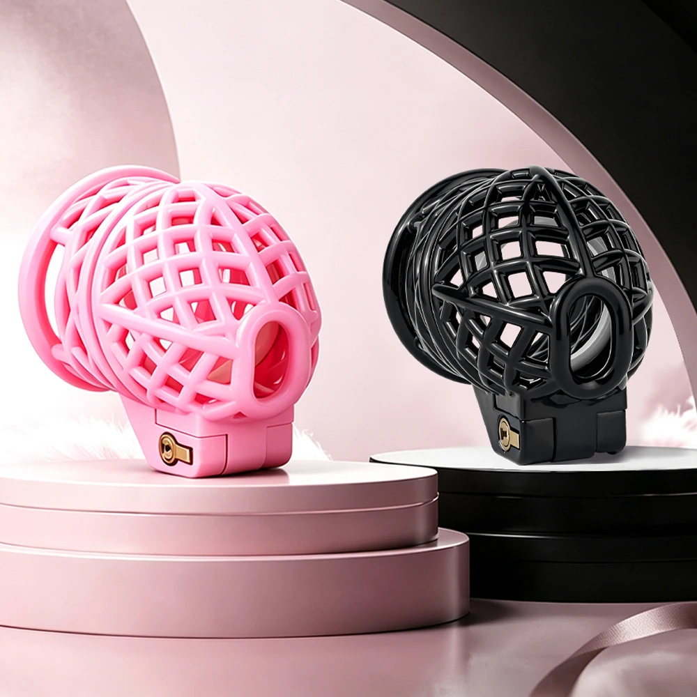 New Honeycomb Pink Male Chastity Cage 3D Printed Lightweight Penis Cock Cage Lock With 9 Base Ring Sex Toys For Men Gay Sissy view 2