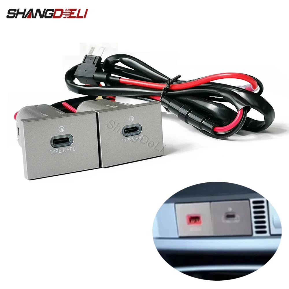 

Автомобильное быстрое зарядное устройство, двойной порт TYPE C PD, розетка для зарядки, адаптер питания для Ford Focus 2 mk2 2009 2010 2011, аксессуары