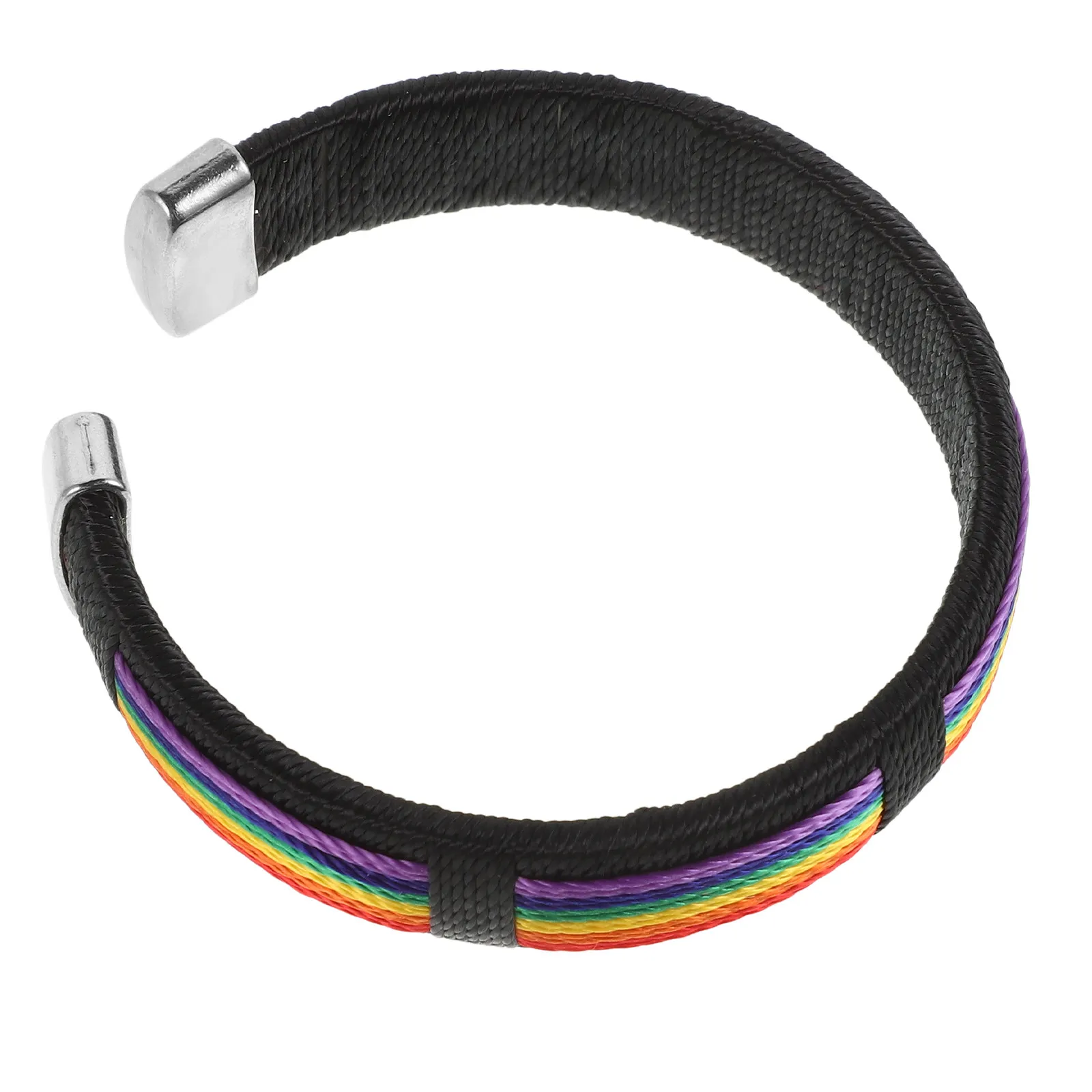 1Pcs Rainbow Bracelet Women Fashionable Polyester Wristband Unique Colorful Accessory Elegant Daily Wear Gift for Couples