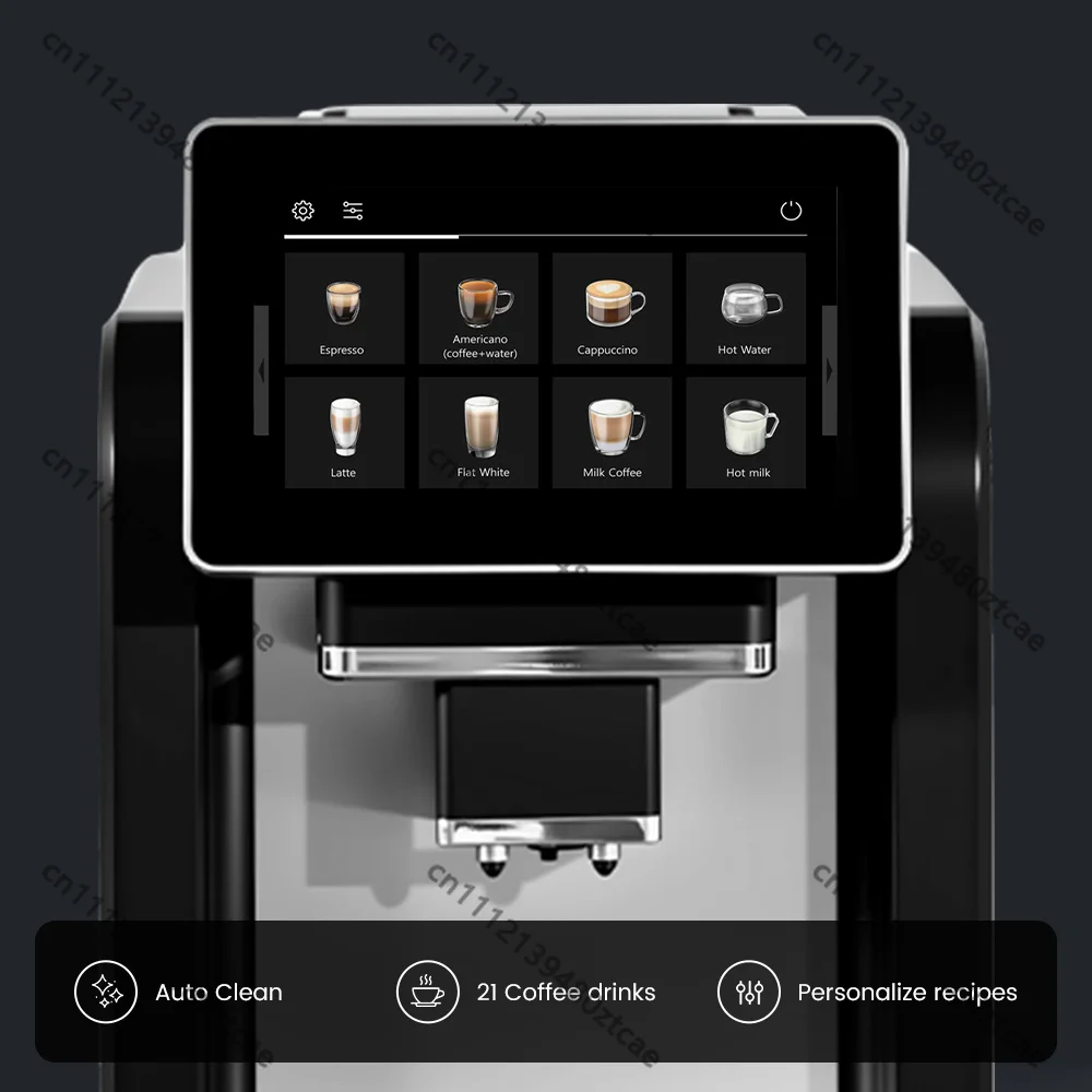 7 Inch Color Touch Screen Fully Automatic Espresso Machine with Milk Frother 21 Coffee Flavors Household Office Coffee Maker