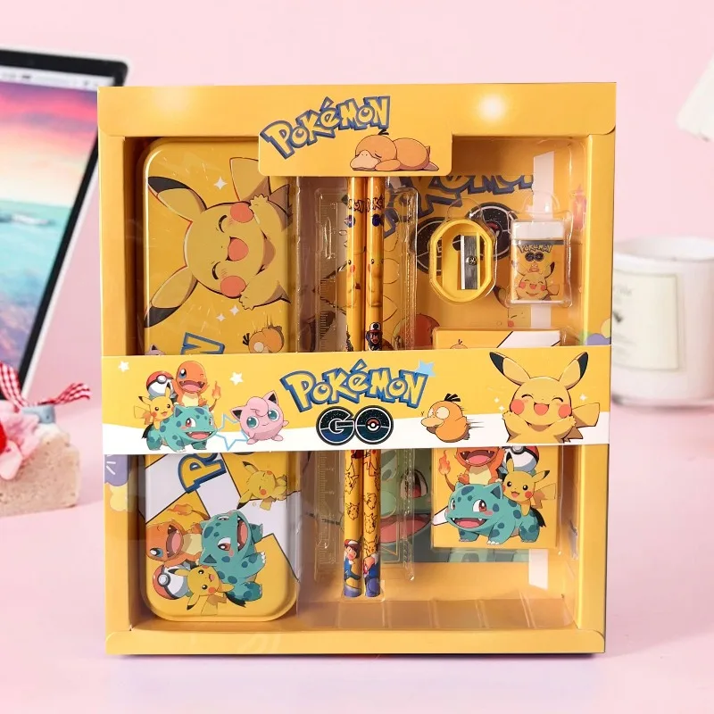 Nouvel ensemble de papeterie Pokémon 6/8/12/14 pièces/ensemble, coffret cadeau, ensemble de papeterie Pikachu, récompenses pour étudiants, cadeau de vacances